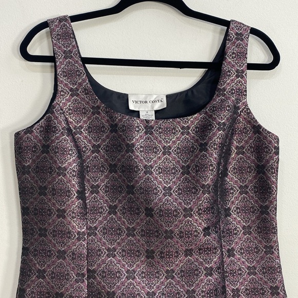 Victor Costa Elegant Cocktail Sheath Sleeveless Metallic Women's 8 Purple - Picture 2 of 11